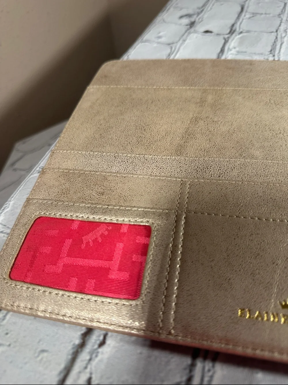 Elaine Turner Gold Metallic iPad case snap closure business card holder